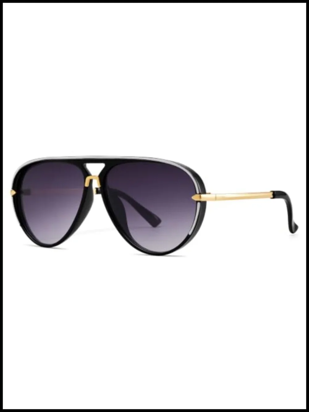 Gold Plated Oversized Aviator Sunglasses Double Bridge UV400 Unisex
